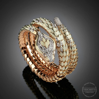 Snake, Diamond and inlay bracelet