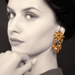 Girasole, Coloured gem and diamond earrings