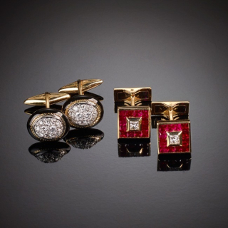 Cufflinks, Cufflinks with rubies, diamonds and enamel
