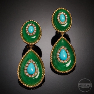 Goccia Di Mare, Hard stone and diamond earrings