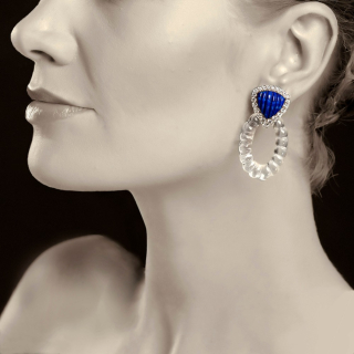 Cristallino , Hard stone and diamond earrings