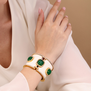 Clio, Coloured gem, diamond and inlay bracelet