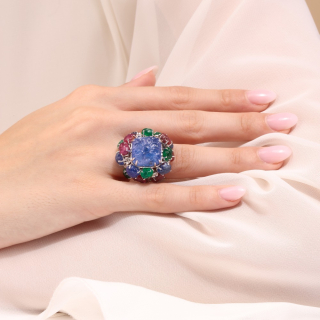 Giardino, Coloured gem and diamond ring