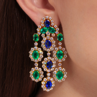 Ileana, Coloured gem and diamond earrings