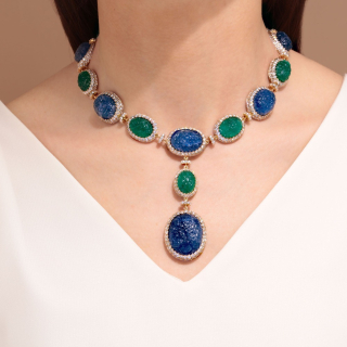 Maratea , Coloured
gem and diamond necklace
