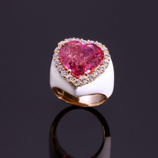 Mariasole, Coloured gem, diamond and inlay ring