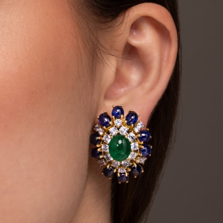 Miranda, Coloured gem and diamond earrings
