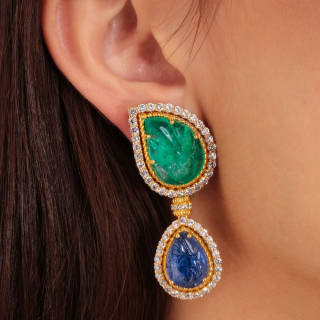 Rugiada, Coloured gem and diamond earrings