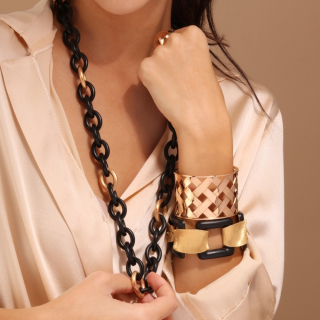 Vulcano, Hard stone and gold bracelet