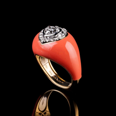Arcobaleno, Diamond and enamel ring