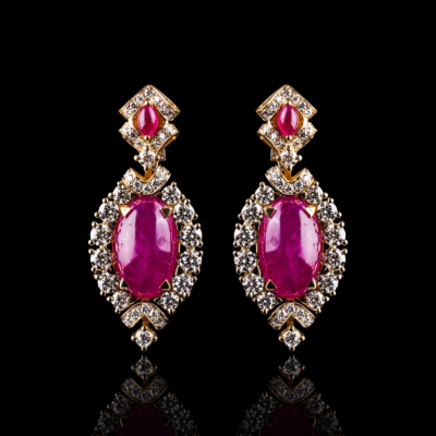 Rubinia , Earrings with burmese ruby and diamonds&nbsp;