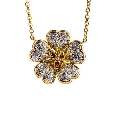 Petit Fleurs , Necklace with diamonds and enamel