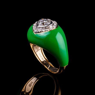 Arcobaleno, Diamond and enamel ring