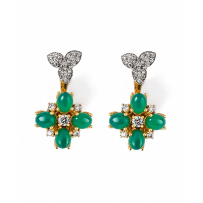 Gold earrings with agate and Diamonds