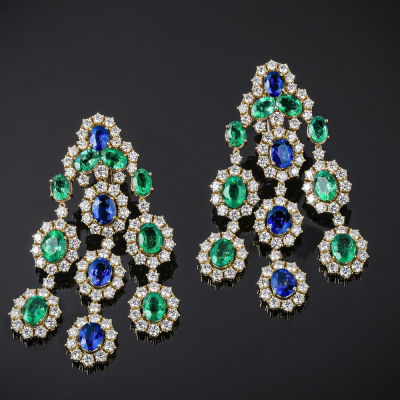 Ileana, Coloured gem and diamond earrings