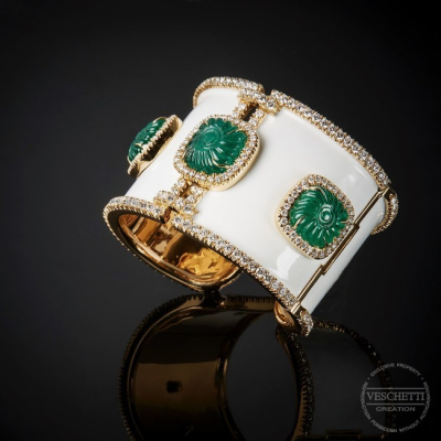 Clio, Coloured gem, diamond and inlay bracelet