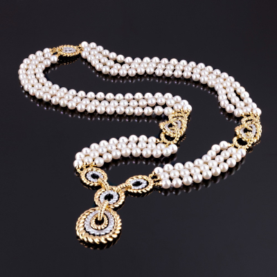Virginia, Pearl and diamond necklace