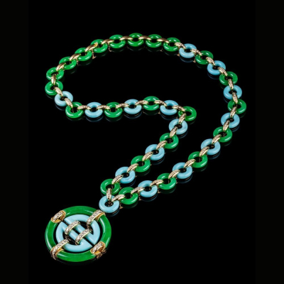 Oriente, Hard stone and diamond necklace