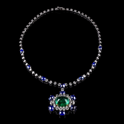 Impero , Emeralds, sapphires and diamonds necklace