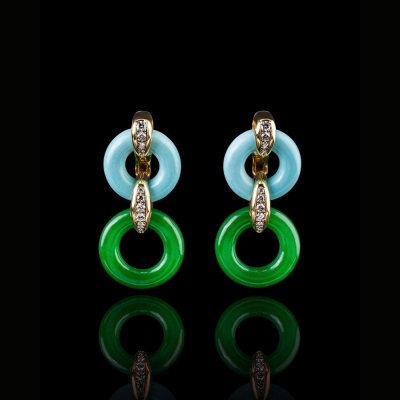 Oriente, Hard stone and diamond earrings