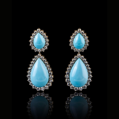 Frida, Hard stone and diamond earrings