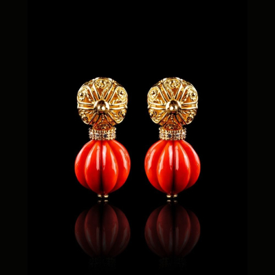 Scilla, Hard stone and diamond earrings