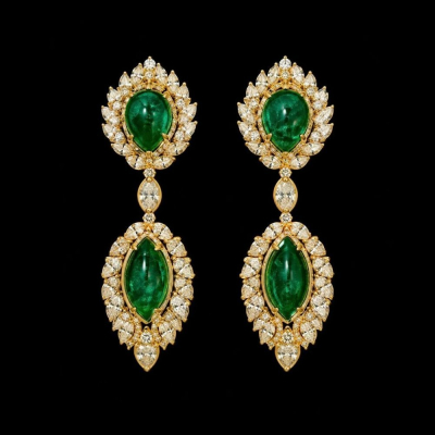 Cecilia, Earrings with emeralds and diamonds