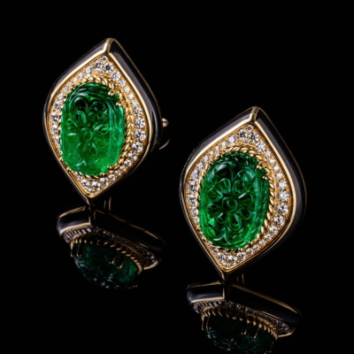 Venezia, Coloured gem, diamond and enamel earrings