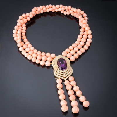 Rita, Hard stone, coloured gem and diamond necklace