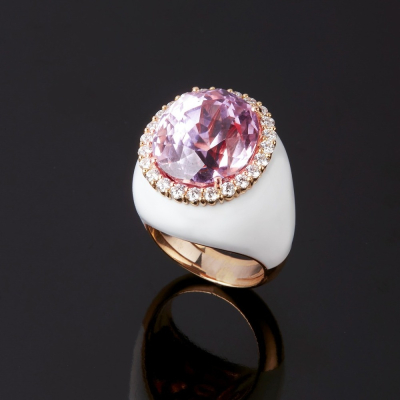 Ciclamino, Coloured gem, diamond and inlay ring