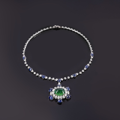 Impero , Emeralds, sapphires and diamonds necklace