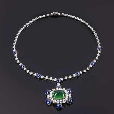 Impero , Emeralds, sapphires and diamonds necklace