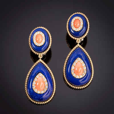 Goccia Di Mare, Hard stone and diamond earrings