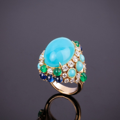 Manuela, Hard stone, coloured gem and diamond ring
