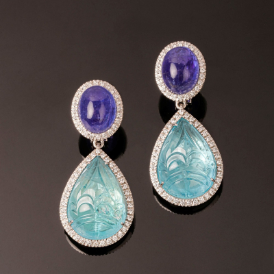 Marina, Coloured gem and diamond earrings