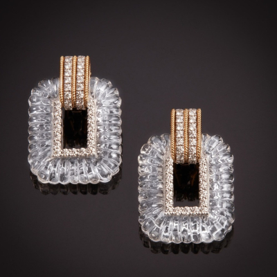 Nodo D'amore, Hard stone and diamond earrings