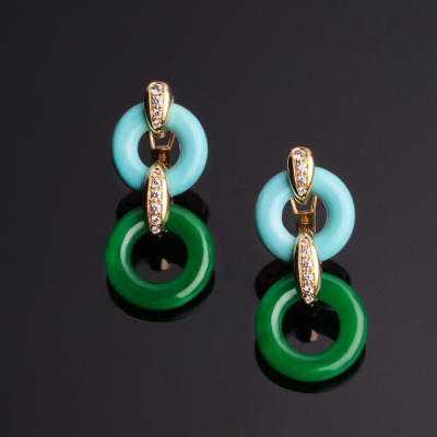 Oriente, Hard stone and diamond earrings