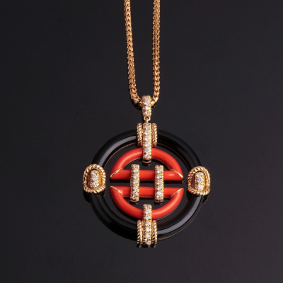 Oriente, Enamel and diamond necklace