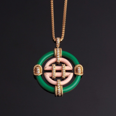 Oriente, Enamel and diamond necklace