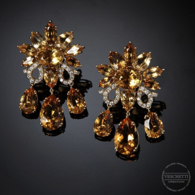 Girasole, Coloured gem and diamond earrings