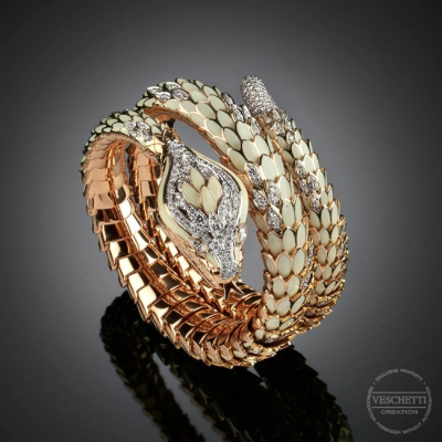 Snake, Diamond and inlay bracelet