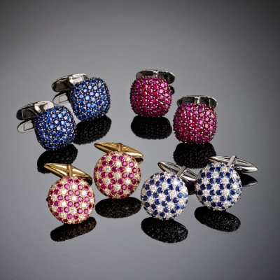 Cufflinks, A selection of cufflinks with diamonds, rubies and sapphires
