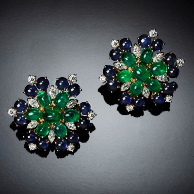 Genziana, Coloured gem and diamond earrings