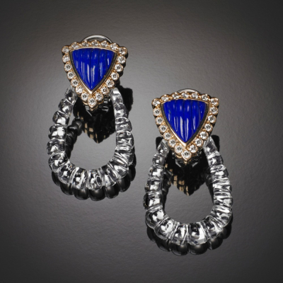 Cristallino , Hard stone and diamond earrings