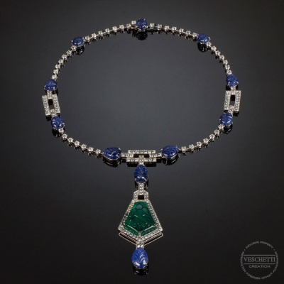 DECO', Coloured gem and diamond necklace | The Collection