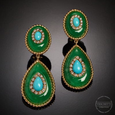 Goccia Di Mare, Hard stone and diamond earrings