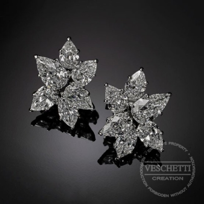Fiocco di Neve, Extraordinary pear-cut diamond earrings