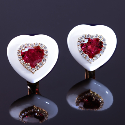 Mariasole, Coloured
gem, diamond and inlay earrings