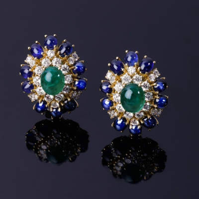 Miranda, Coloured gem and diamond earrings