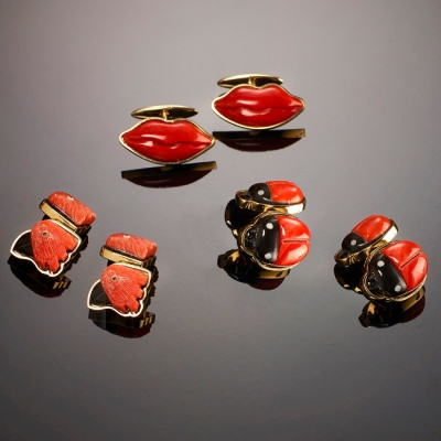 Cufflinks, A selection of mediterranean coral and onyx cufflinks